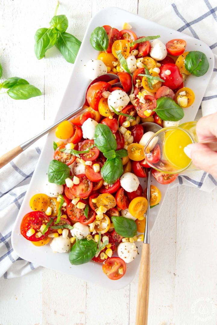 Fresh Corn Caprese Salad Cooking On The Front Burner