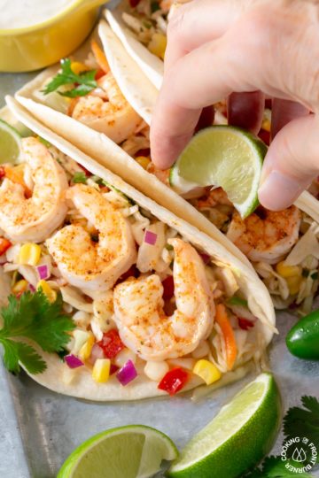 Shrimp Tacos with Spicy Coleslaw | Cooking on the Front Burner