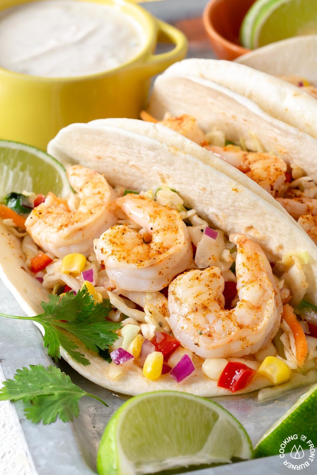 Shrimp Tacos with Spicy Coleslaw | Cooking on the Front Burner