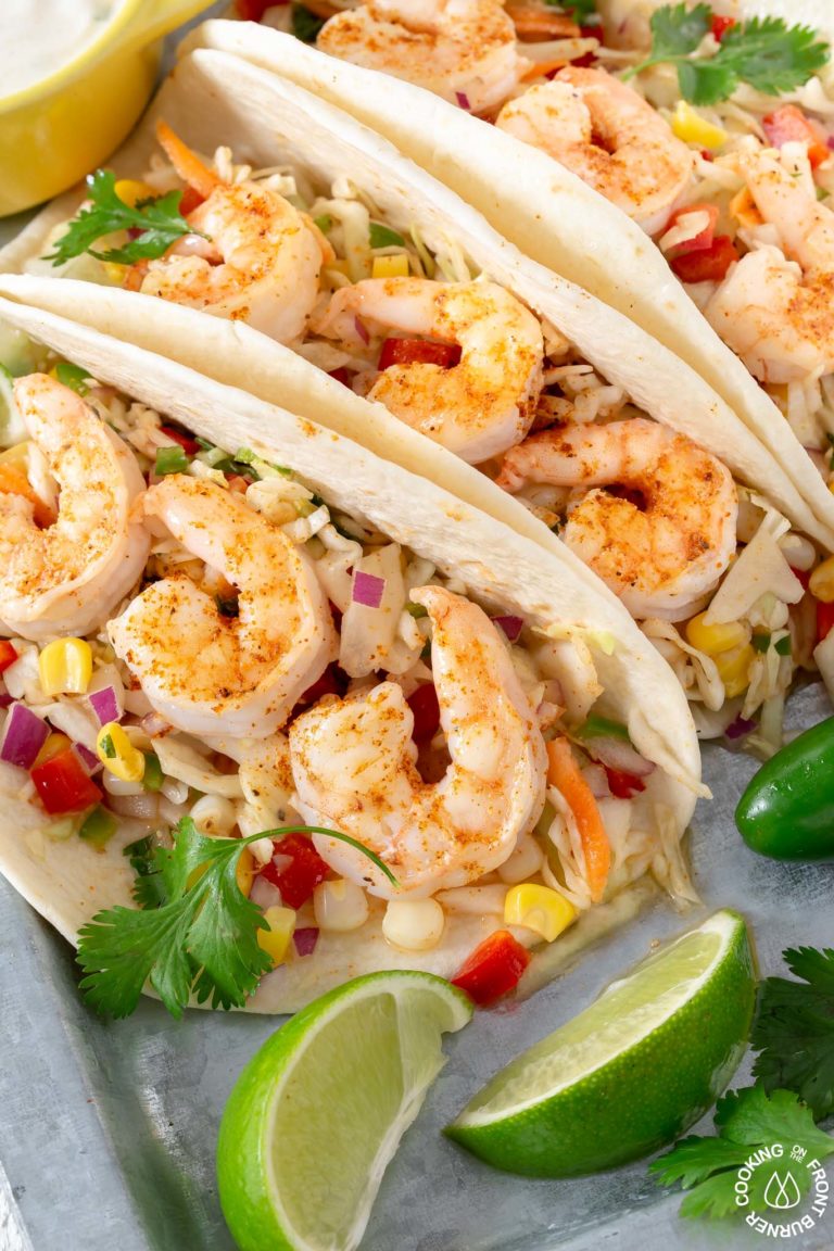 Shrimp Tacos with Spicy Coleslaw | Cooking on the Front Burner