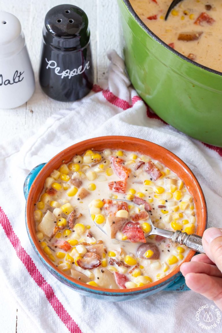 Easy Fresh Corn Chowder with Bacon | Cooking on the Front Burner