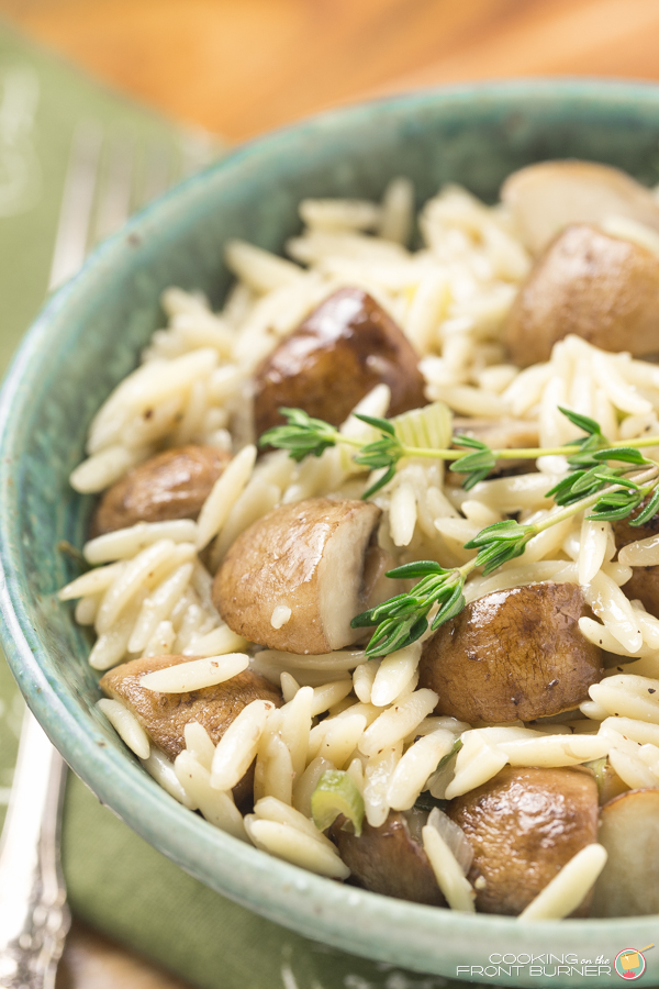 One Pot Orzo with Mushrooms, Browned Butter, and Thyme - Bowl of