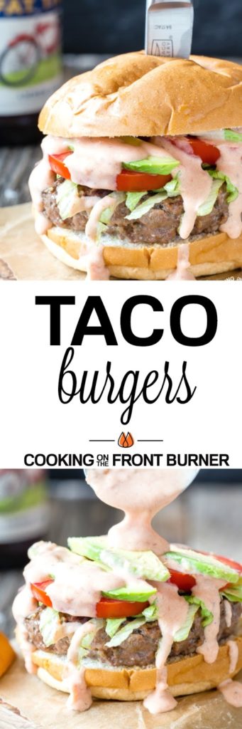 Fire up the grill and cook these Taco Burgers that are loaded with your favorite Mexican flavors. These are sure to be a hit this summer!