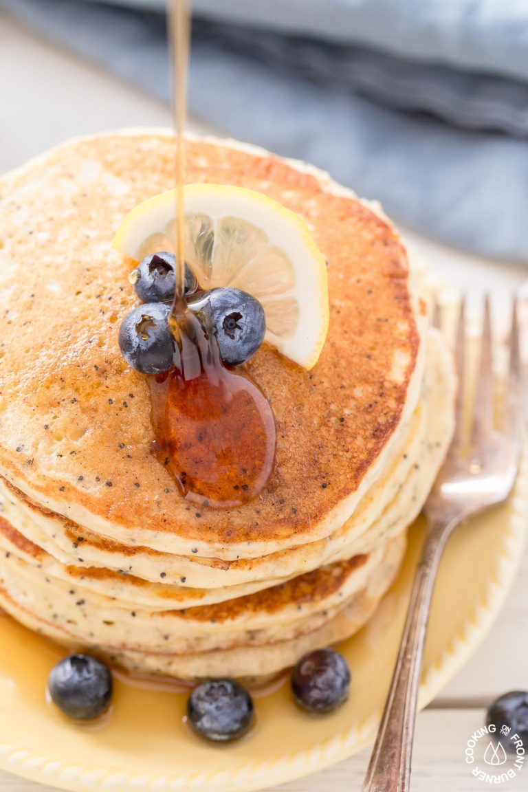 Lemon Ricotta Poppy Seed Pancakes Cooking On The Front Burner