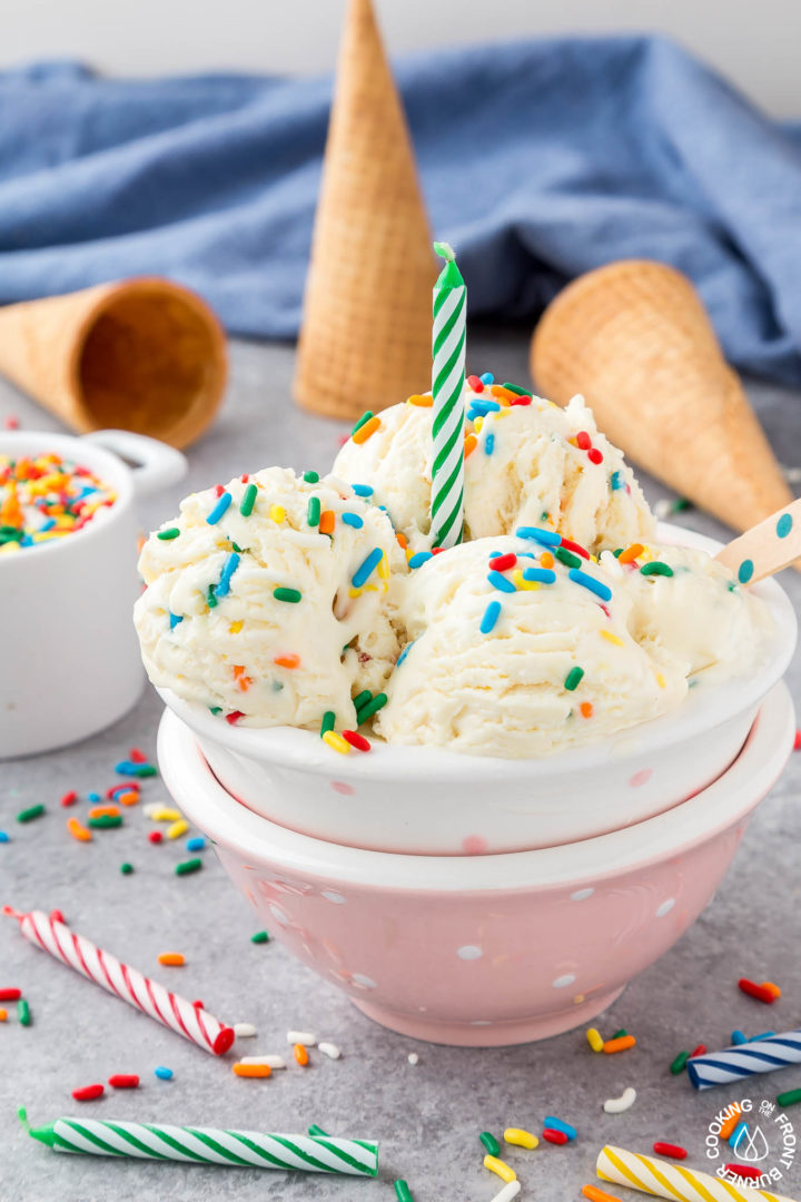 No Churn Birthday Cake Ice Cream | Cooking on the Front Burner