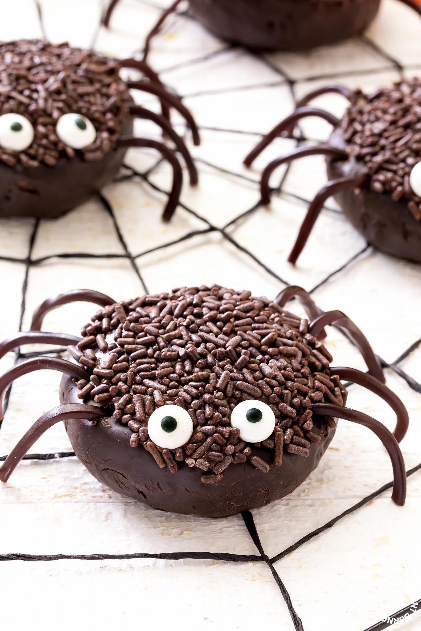 Mini Chocolate Spider Donuts | Cooking on the Front Burner