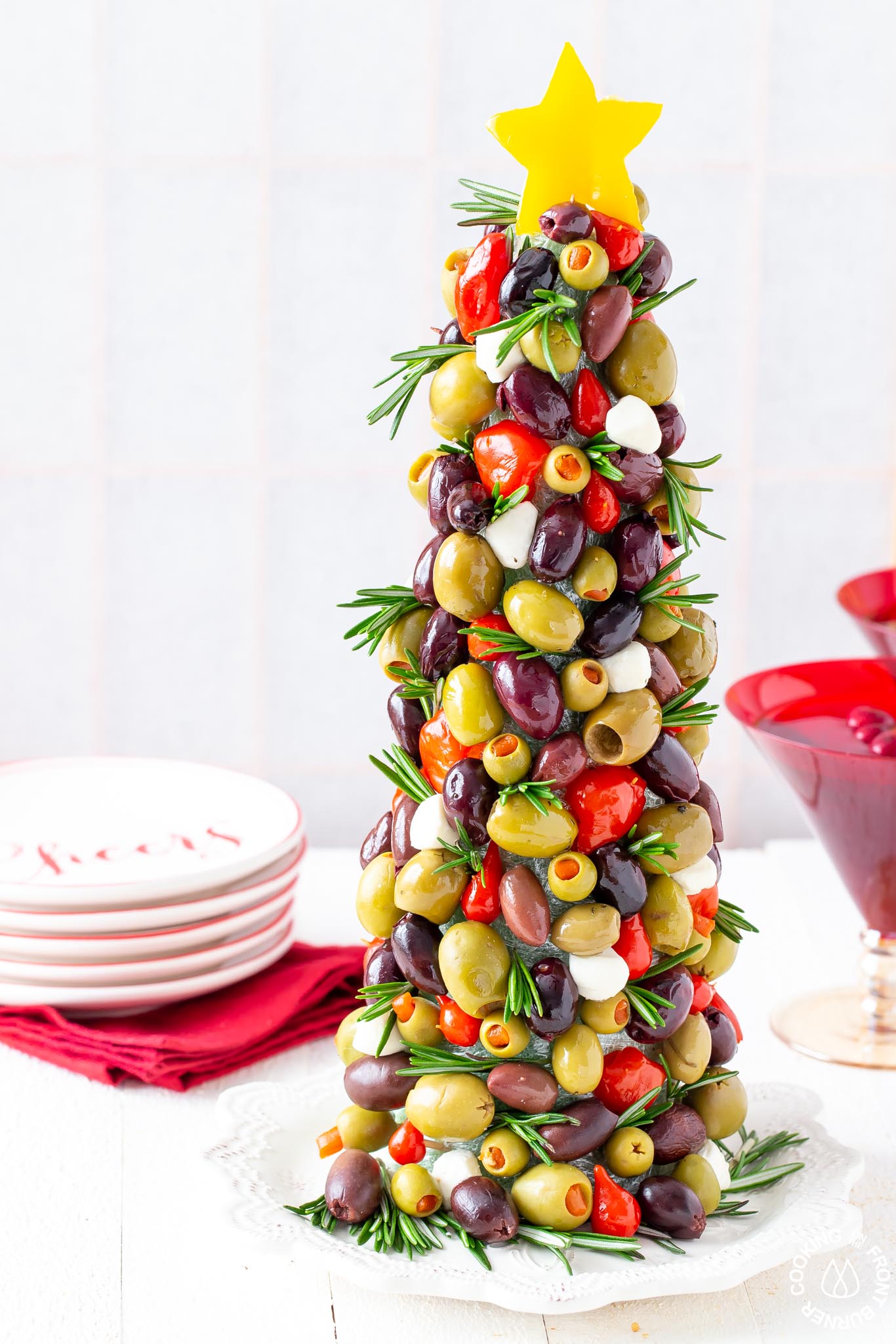 Olive Christmas Tree Appetizer | Cooking on the Front Burner