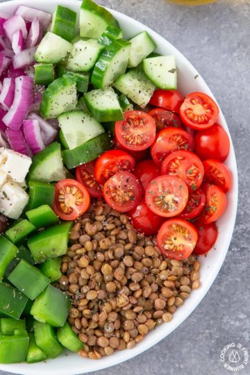 Lentil Greek Salad | Cooking on the Front Burner