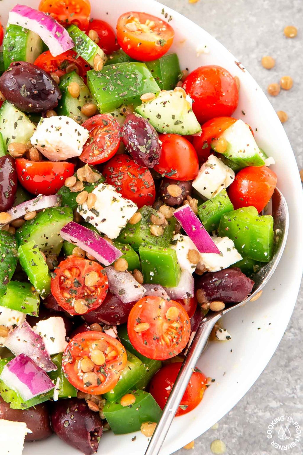 Lentil Greek Salad | Cooking on the Front Burner