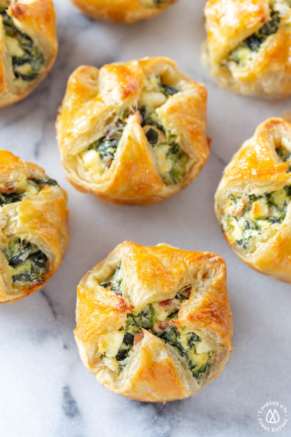 Easy Feta Spinach Bacon Puffs | Cooking on the Front Burner